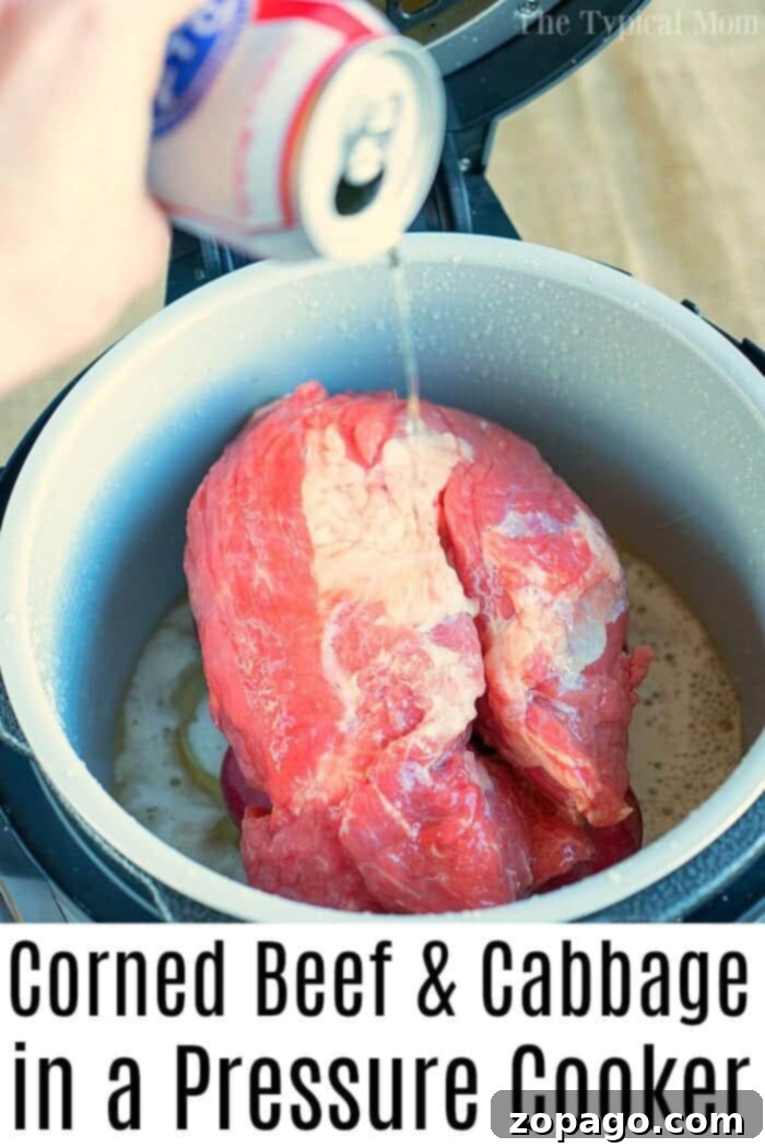 Easy pressure cooker corned beef and cabbage is perfect for St. Patrick's Day or any other day of the year! Moist and flavorful corned beef brisket cooked in your pressure cooker is simple to do with a potato trick I use quite often. pressure cooker corned beef and cabbage 2