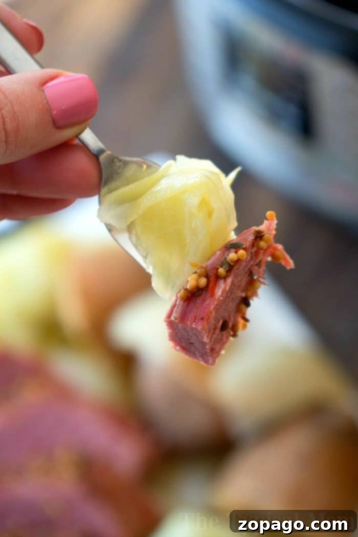 This easy Instant Pot corned beef and cabbage recipe is perfect for St. Patrick's Day or any other day of the year! Moist and flavorful corned beef brisket cooked in your pressure cooker is simple to do with a potato trick I use quite often. easy instant pot corned beef and cabbage 5