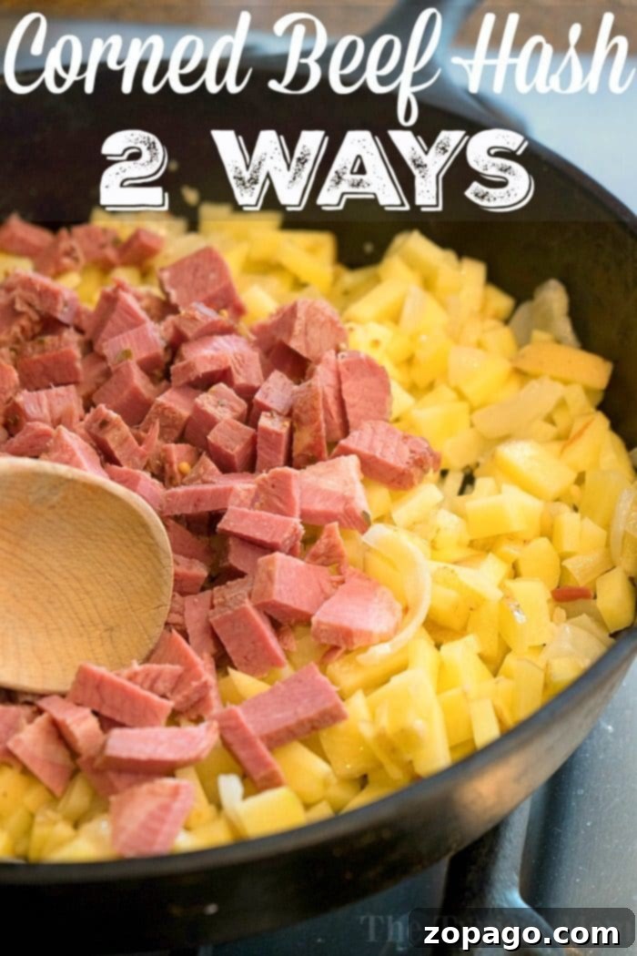 A serving of homemade corned beef hash. homemade corned beef hash recipe