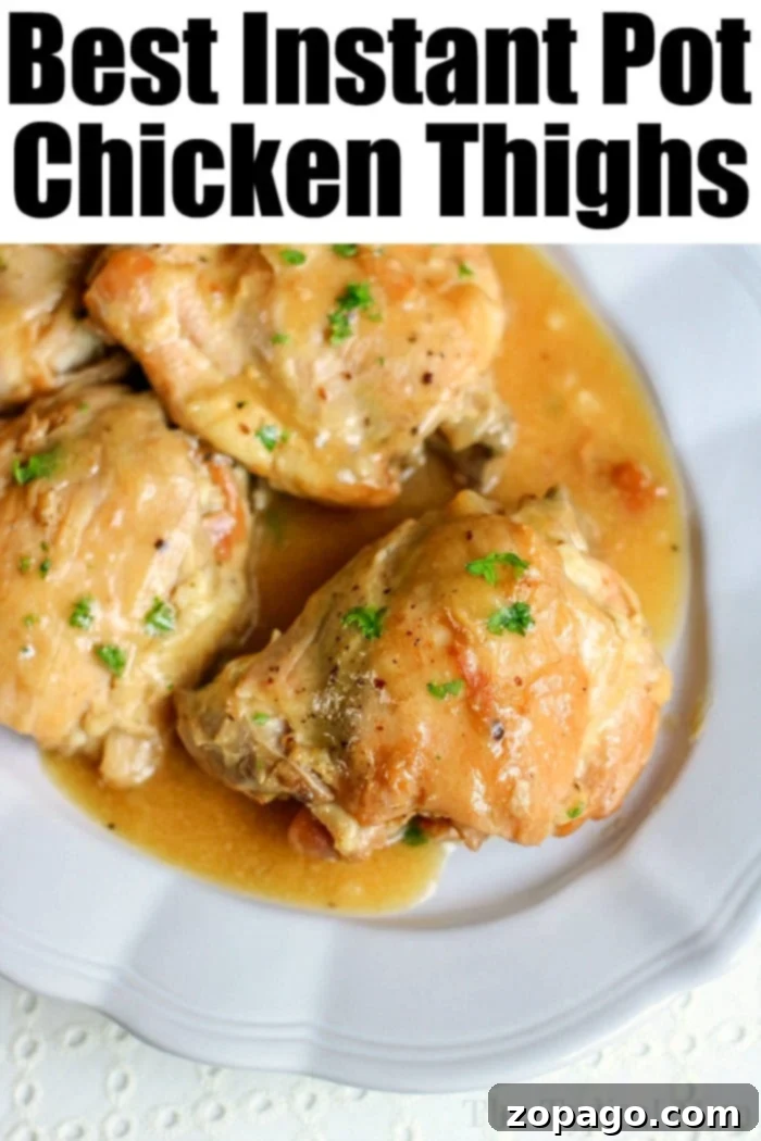 Quick Instant Pot Honey Mustard Chicken 10 A plate of Instant Pot Honey Mustard Chicken showcases tender chicken thighs draped in a delicious sauce, garnished with fragrant herbs, ready for a hearty dinner.