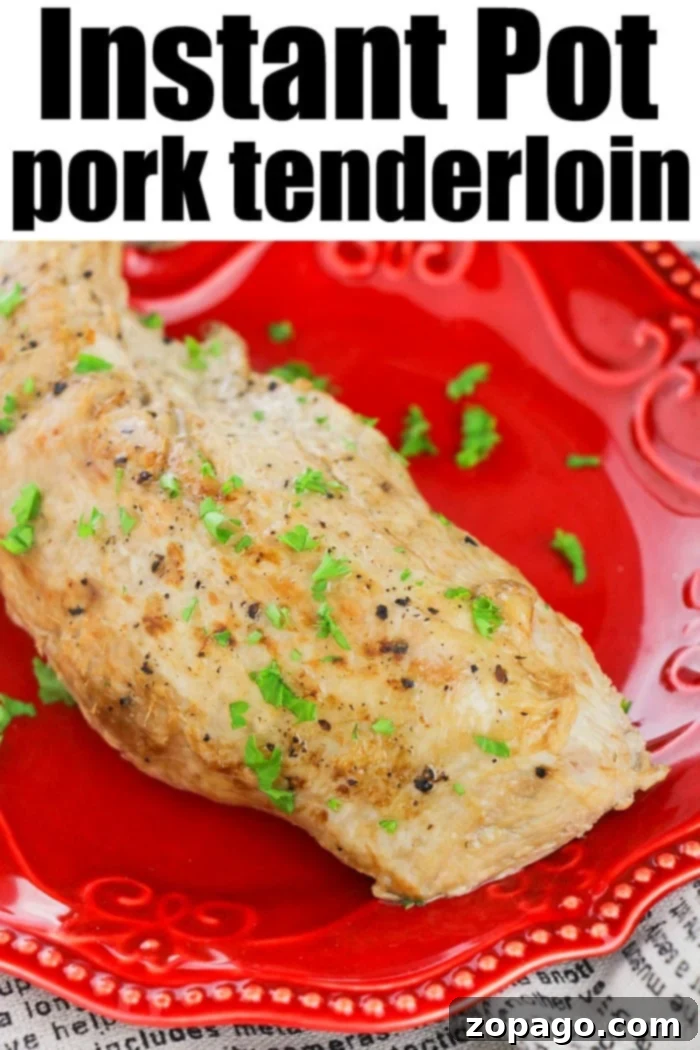 Easy Instant Pot pork tenderloin is a great dinner idea to make with just a sprinkle of salt and pepper, that's fantastic! #instantpot #instantpotrecipes #instantpotpork #porktenderloin #pressurecookerrecipes #pork Easy Instant Pot Pork Tenderloin
