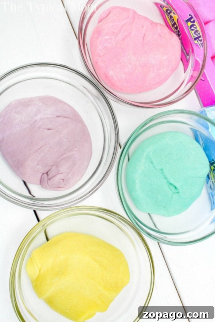 Ingredients for homemade edible marshmallow playdough laid out
