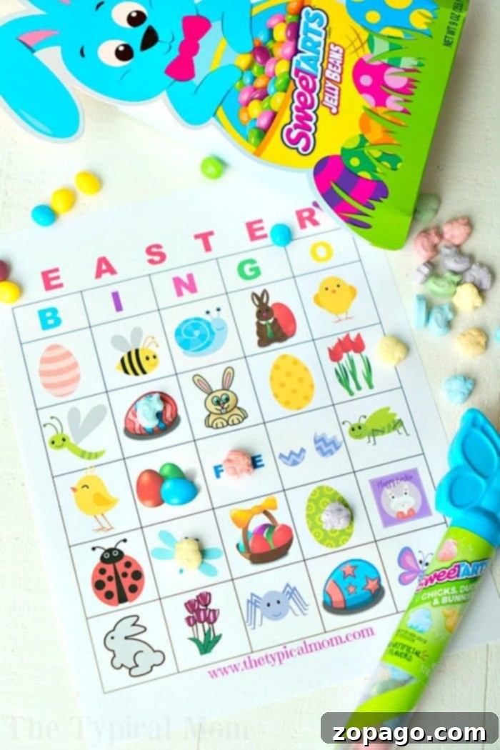 Creative Easter Basket Ideas with Treats and Activities Easter basket filled with SweetTARTS candies and various Easter activities
