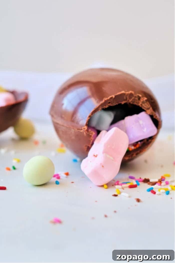 Homemade Chocolate Surprise Eggs for Easter Treats Delicious chocolate surprise eggs filled with treats