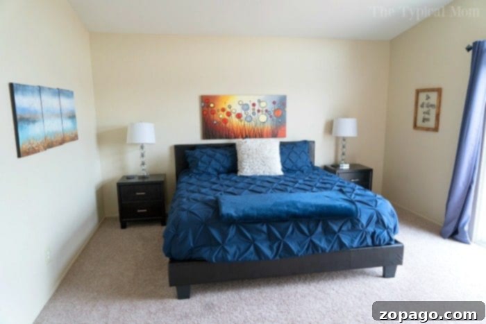 Enjoy a cozy and inviting bedroom, a hallmark of the best vacation rentals for families. Cozy Bedroom in a Family Vacation Rental