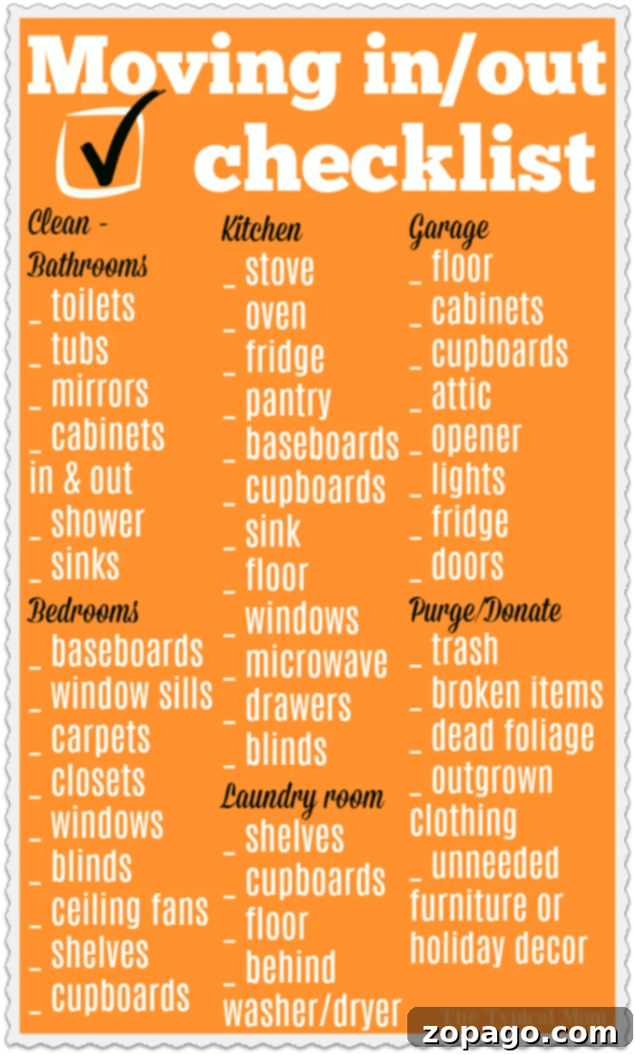 If you're moving you need this free move in move out cleaning printable to keep you organized! There is a lot to do when you move out of a house and a lot to disinfect when you move into a new home. Here's what you need to get it all done, and how to make cleaning fun with kids. #cleaning #moving #move #checklist #printable #bleach Move In Move Out Cleaning Checklist Printable
