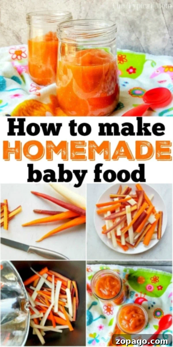 Learn to make healthy Instant Pot baby food effortlessly. #instantpot #babyfood #homemade #homemadebabyfood A baby spoon resting in a jar of freshly made, nutritious homemade baby food.