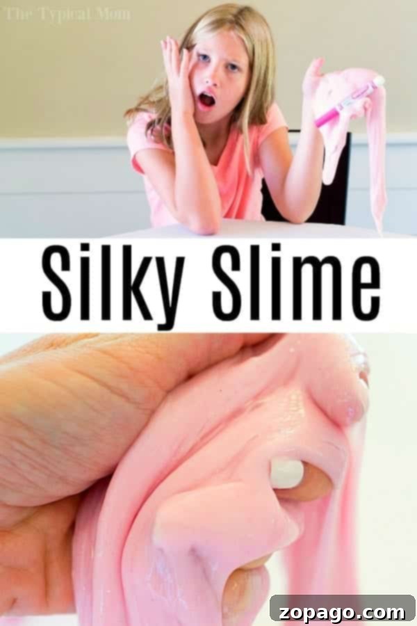 Enjoy playing with this wonderfully soft and silky hand soap slime – a perfect borax-free, easy DIY recipe for kids! Soft and silky hand soap slime