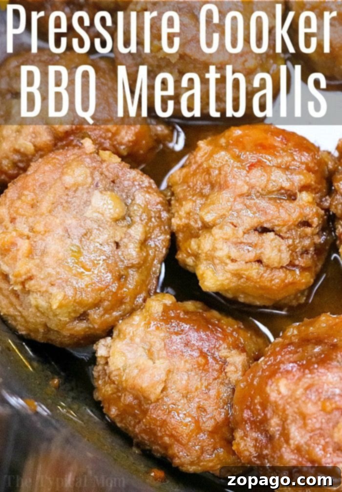 Pressure cooker frozen meatballs cooked to perfection! Sweet and spicy meatballs cooked with grape jelly in no time at all. #instantpot #meatballs #appetizer #jelly #barbecue #pressurecooker #grape #thetypicalmom #jelly Pressure Cooker Frozen Meatballs – cooked to perfection