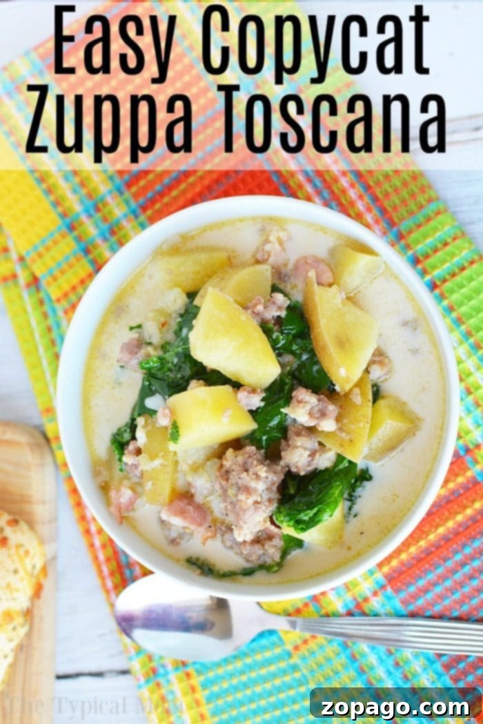 Easy Instant Pot Zuppa Toscana 8 Instant Pot Zuppa Toscana in a bowl with a spoon and herbs