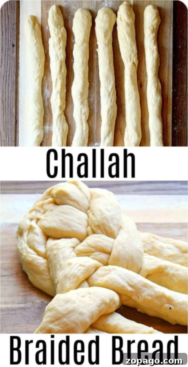 Mastering Braided Challah 3 challah dough being braided on a wooden surface