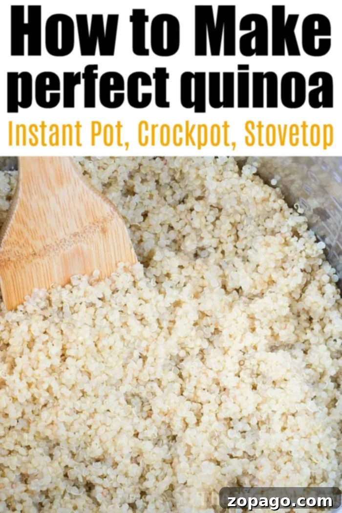 Perfect Pressure Cooker Quinoa 2 Instant Pot quinoa, a gluten-free grain perfect as a side dish.
