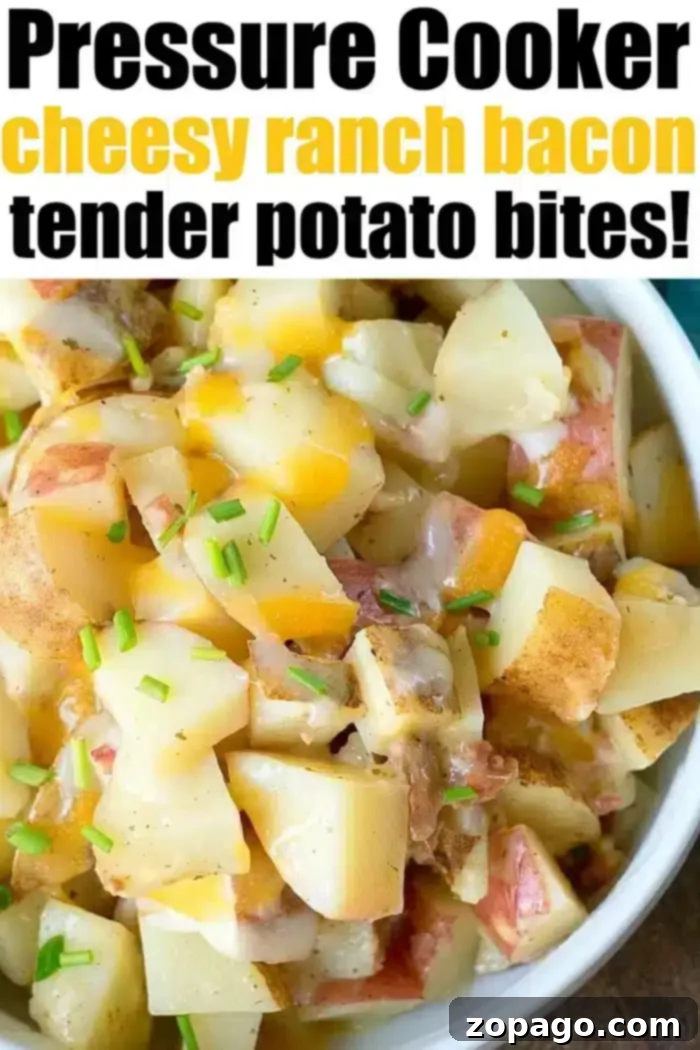 Instant Pot Cheesy Bacon Ranch Potatoes: a quick and easy side dish Delicious Ninja Foodi Red Potatoes, coated in cheesy bacon ranch goodness