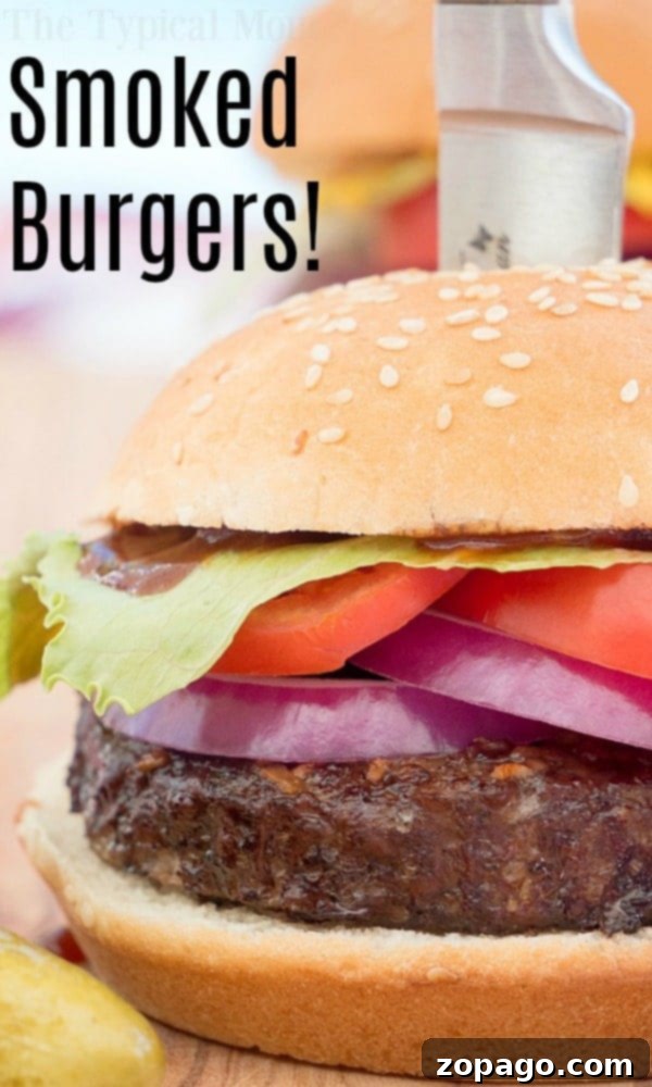 Best Smoked Burgers: A Dry Rub Masterpiece Close-up of a perfectly smoked burger, juicy and ready to be customized with toppings.
