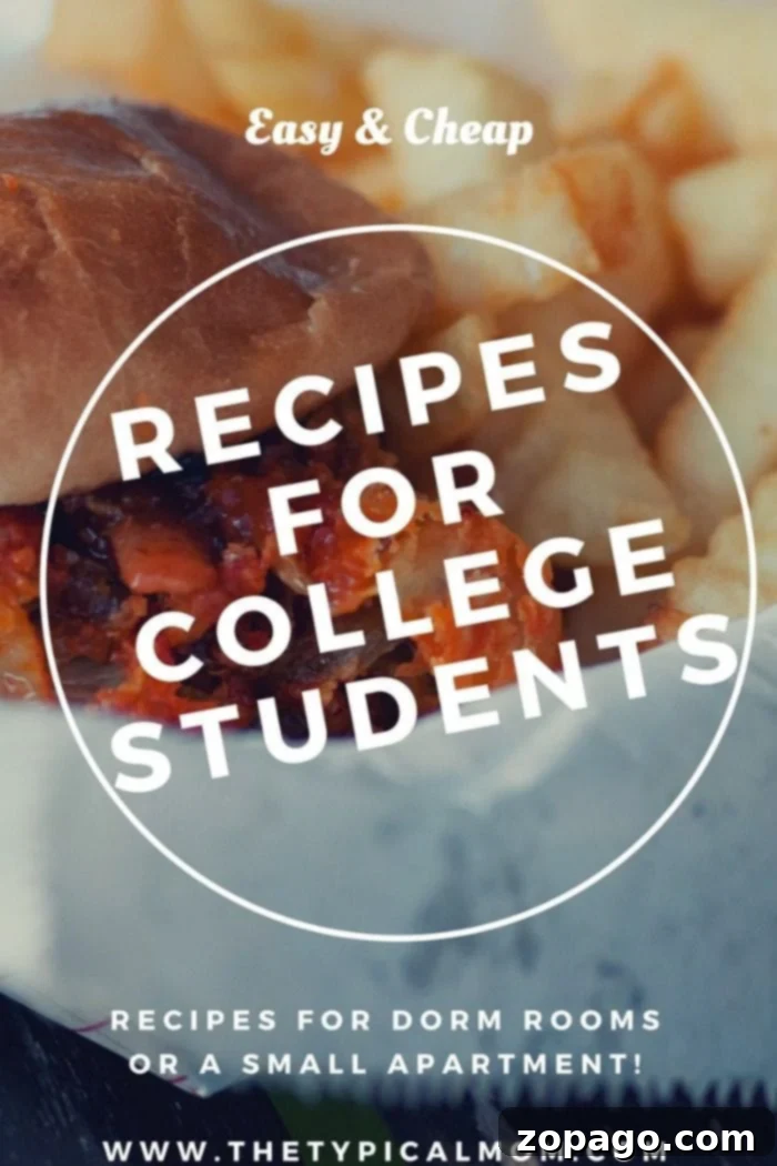 Cookbook for college students with 20 easy recipes to choose from. Cooking in a dorm room has never been easier! #cookbook #collegestudents #dormroom #college #healthy #recipes #easy #instantpot #pressurecooker #student #printable #free easy college recipes