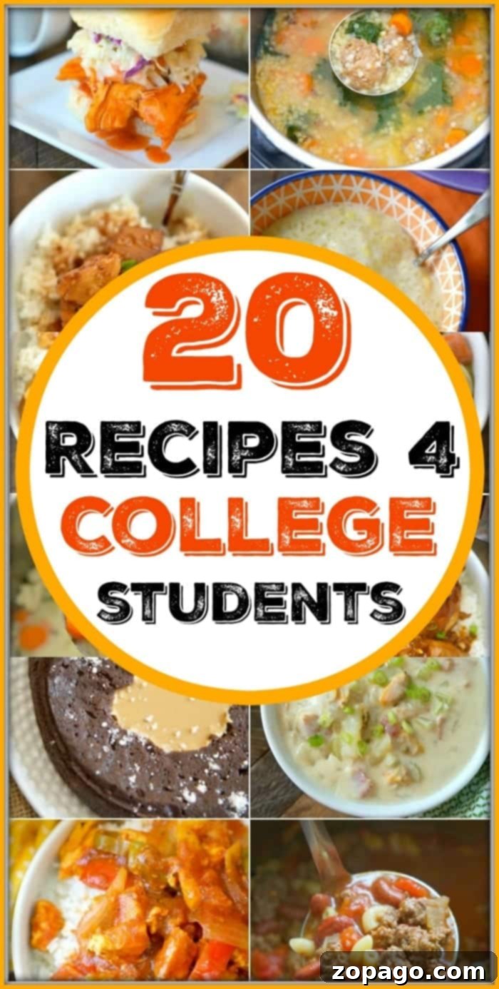 Cookbook for college students with 20 easy recipes to choose from. Cooking in a dorm room has never been easier! #cookbook #collegestudents #dormroom #college #healthy #recipes #easy #instantpot #pressurecooker #student #printable #free Cookbook for College Students