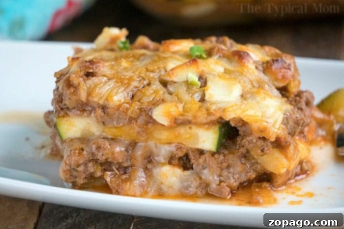 Easy Zucchini Lasagna ready to be served