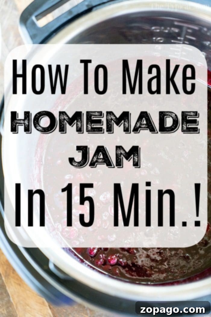 Homemade Instant Pot jam or Ninja Foodi jam, made without pectin and ready in 15 minutes. instant pot jam