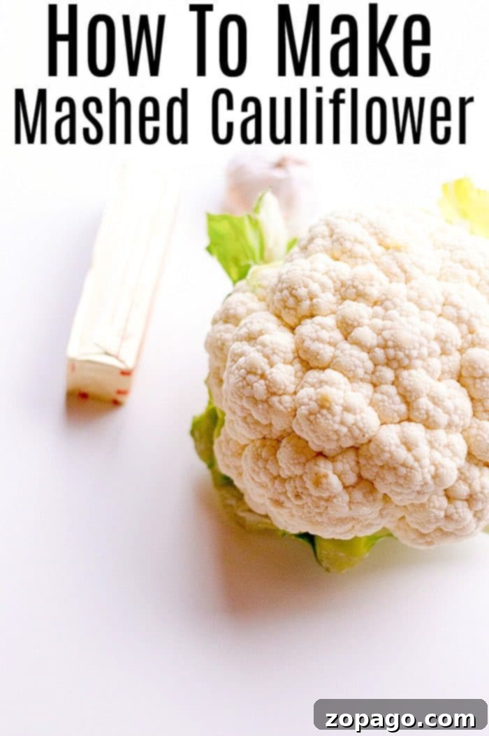 Creamy and Easy Garlic Mashed Cauliflower Recipe - Perfect Low Carb Side Easy Mashed Cauliflower with Roasted Garlic