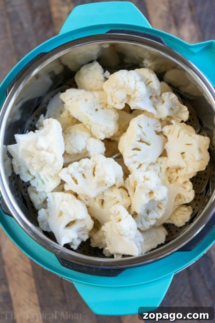 Quick & Easy Instant Pot Mashed Cauliflower Preparation Instant Pot Steamed Cauliflower for Mash