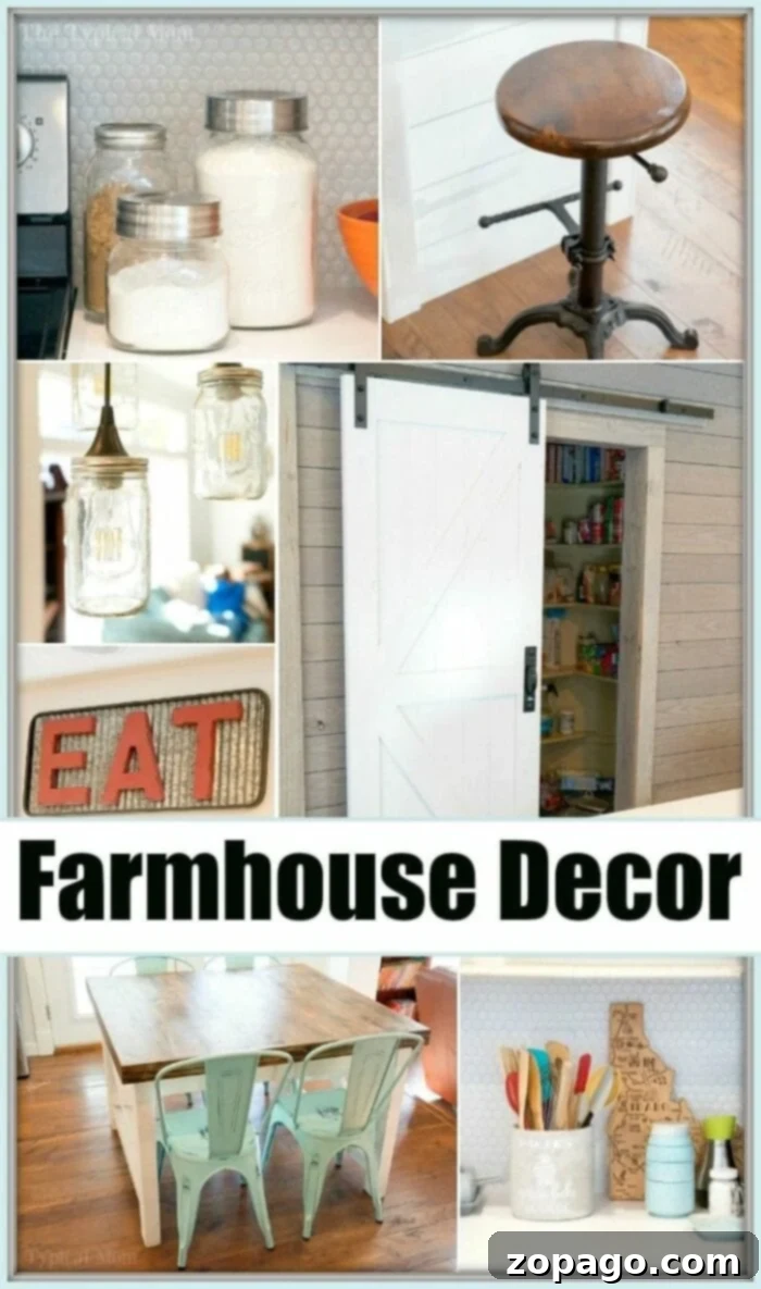 Inspiring Farmhouse Kitchen Transformation with Modern Decor and a Barn Door Pantry Bright farmhouse kitchen with white cabinets, turquoise chairs, and barn door pantry
