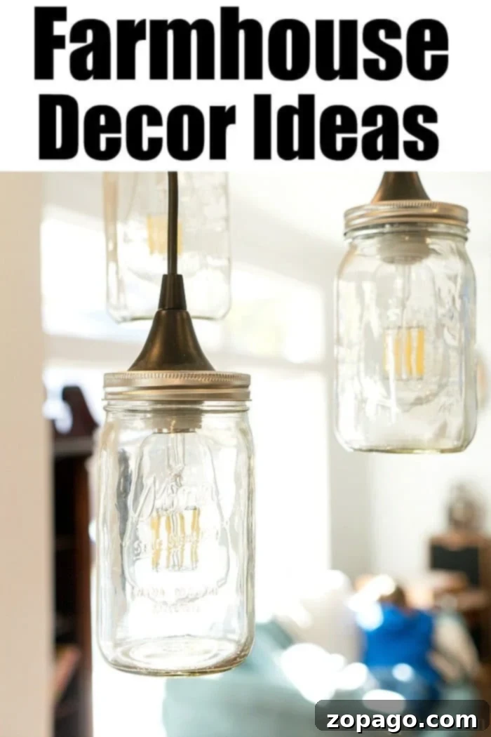 Inspiring Mason Jar Lighting Ideas for Your Farmhouse Kitchen Mason jar hanging lights illuminating a farmhouse kitchen