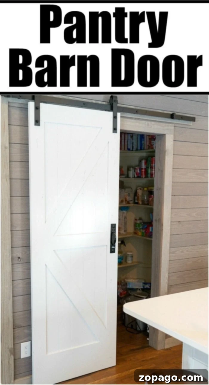 Stunning Barn Door Pantry: A Highlight of Our Farmhouse Kitchen Remodel Elegant barn door pantry in a white farmhouse kitchen