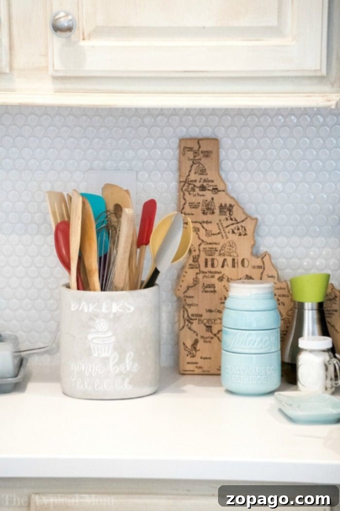 Penny Tile Backsplash: A Modern Farmhouse Kitchen Essential White penny tile backsplash in a farmhouse kitchen