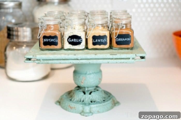 Creative Spice Storage Solutions for Your Farmhouse Kitchen Organized spice rack with small mason jars and labels