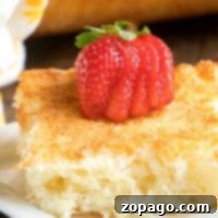 A piece of classic pineapple angel food cake recipe.