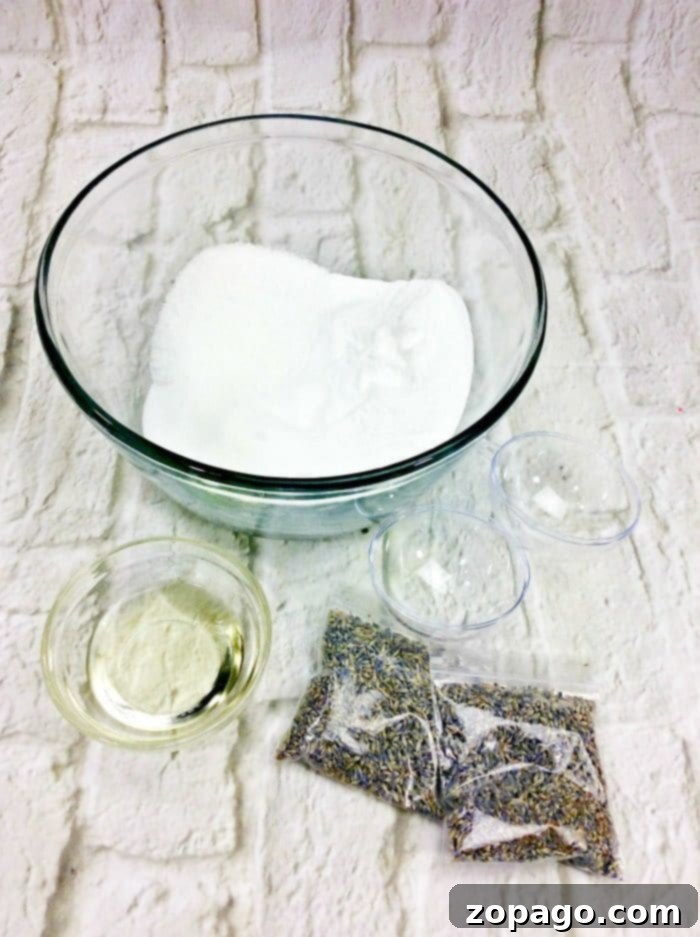 All the essential ingredients for crafting beautiful and fragrant homemade bath bombs for a delightful bath experience. Essential ingredients for homemade bath bombs, including baking soda, citric acid, and essential oils.