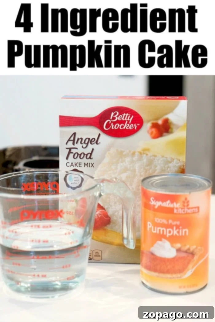 Easy 2 Ingredient Pumpkin Angel Food Cake 3 A beautifully baked pumpkin angel food cake, golden brown and perfectly risen, showcasing its delightful texture and shape, inviting a taste.