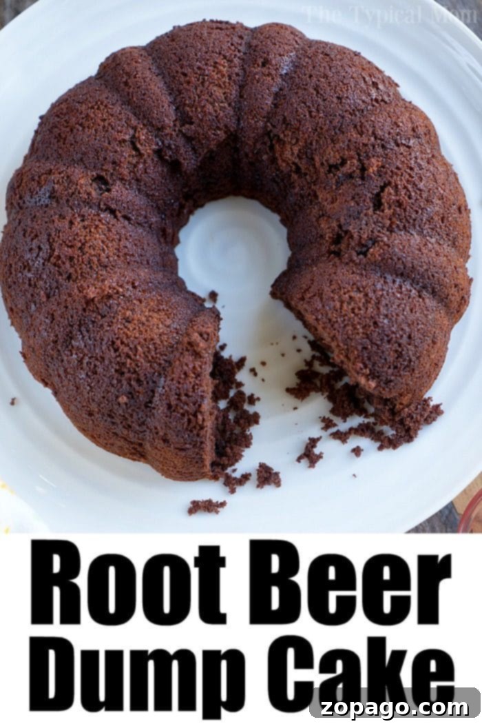 Root beer cake is a quick dessert you can throw together in no time at all! Just grab your favorite brand of soda, boxed cake mix and top with ice cream! #rootbeer #cake #soda #dumpcake Root Beer Float Cake ready to be served
