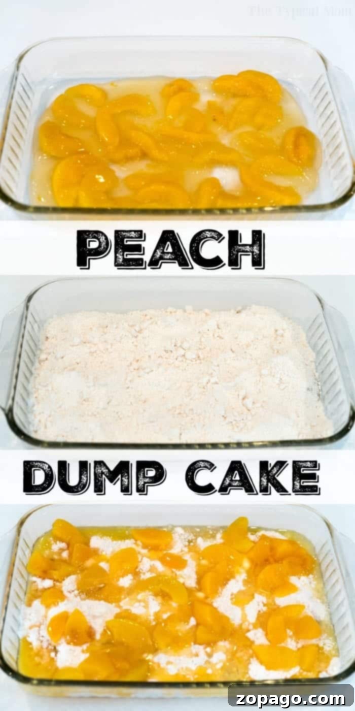 Effortless Peach Cobbler 4 Easy peach dump cake, served warm.