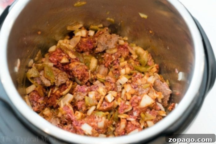 Close-up of Instant Pot taco meat, rich in flavor and ready to serve
