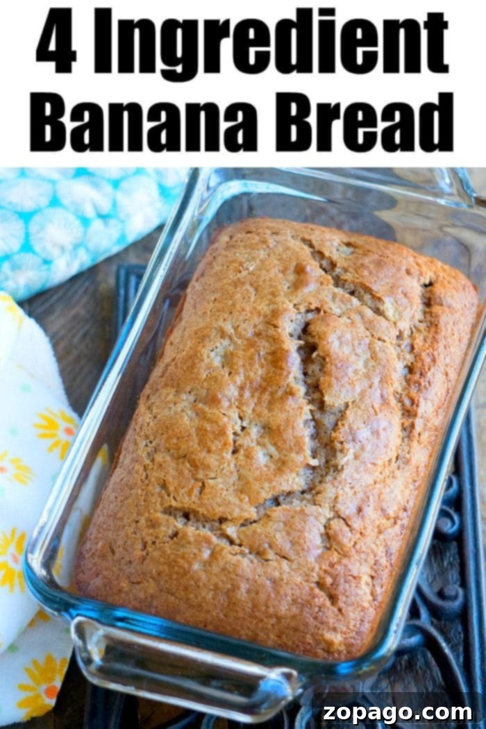 Easy 4-Ingredient Banana Bread 5 A slice of moist banana bread with cake mix, showing its soft crumb and golden crust.