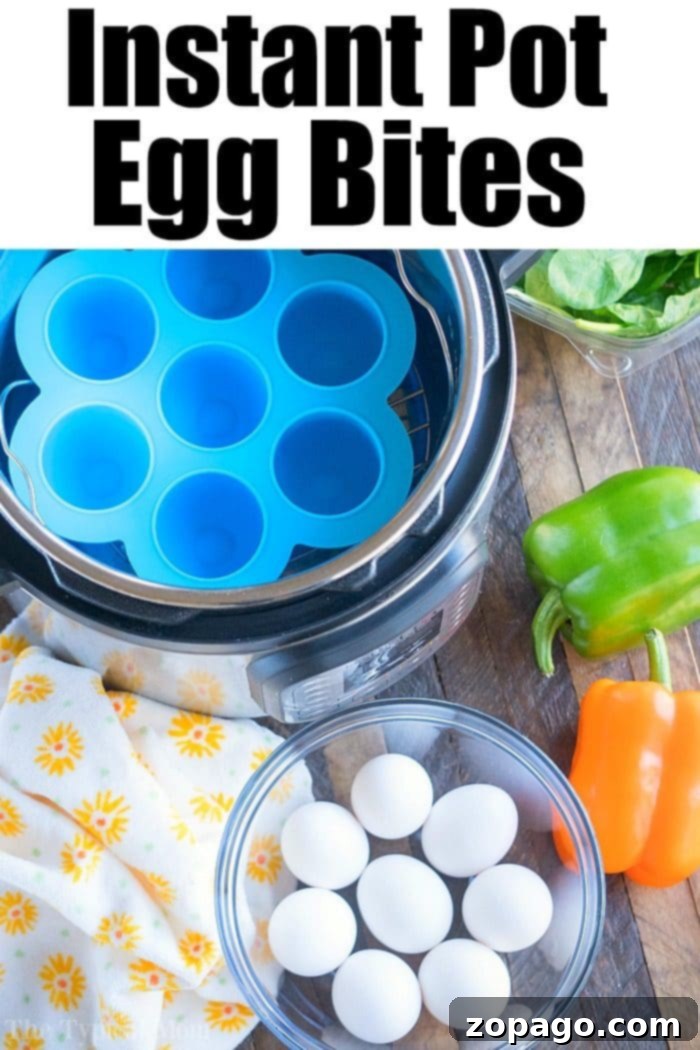 Pressure cooker egg bites are the perfect protein packed breakfast for busy mornings. A great Keto Instant Pot recipe with just a few ingredients. #instantpot #eggbites #starbucks #keto #instantpotrecipes #pressurecooker #crockpotexpress #thetypicalmom A stack of golden brown pressure cooker egg bites, fresh out of the mold, garnished with herbs.