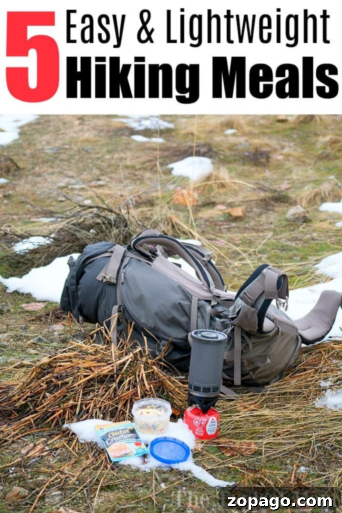 Variety of hiking meals for all preferences and trail conditions. A selection of delicious and lightweight hiking meals for your next adventure.
