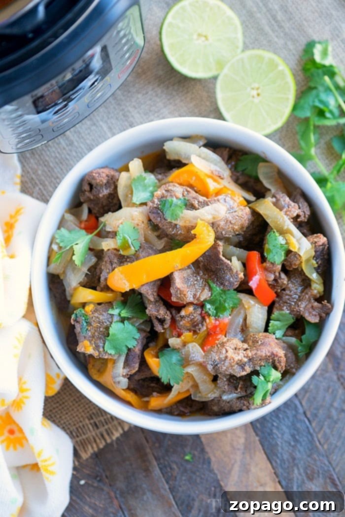 Instant Pot Steak Fajitas ready to serve