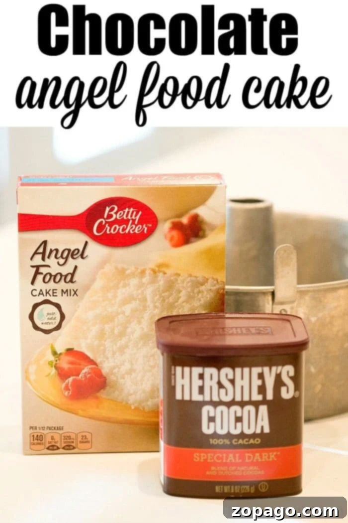 Light Chocolate Angel Food Cake 3 Whole chocolate angel food cake on a cooling rack, ready to be flipped