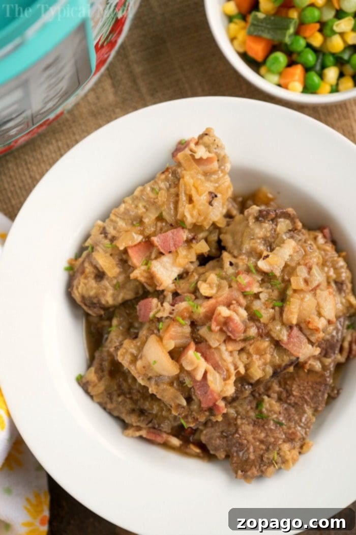 Pressure cooker liver and onions is here! If you love this classic dish you can now make it in your Instant Pot or Ninja Foodi in no time at all. liver bacon and onions