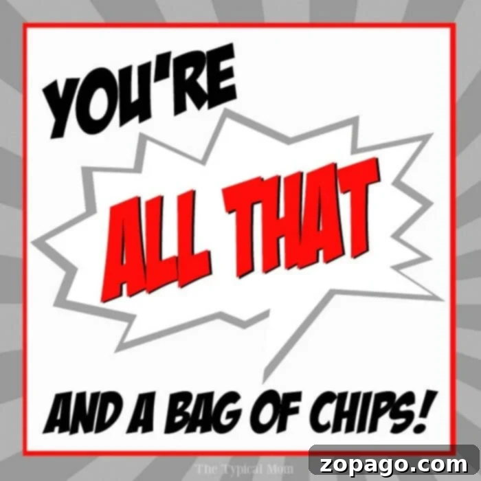 This Valentines Tag is perfect for boys and girls to give their friends as a classroom treat clipped to the top of a small chip bag. Free printable here! #valentinesday #treat #tag #freeprintables #boy #girl #classroom #snack Free Printable Valentines Day Tags