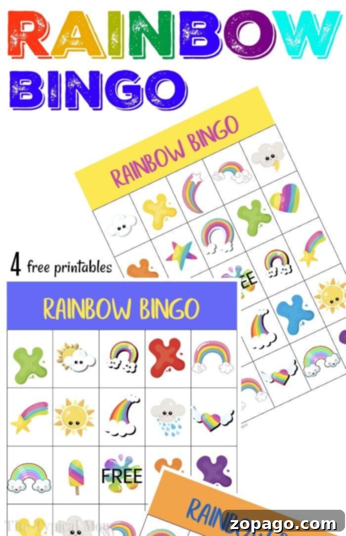 Free rainbow bingo game to play when you're throwing a rainbow birthday party or during St. Patricks Day too! Free printables are great for kids. #rainbow #stpatricksday #games #game #bingo #freeprintables #printable #birthdayparty rainbow bingo 2