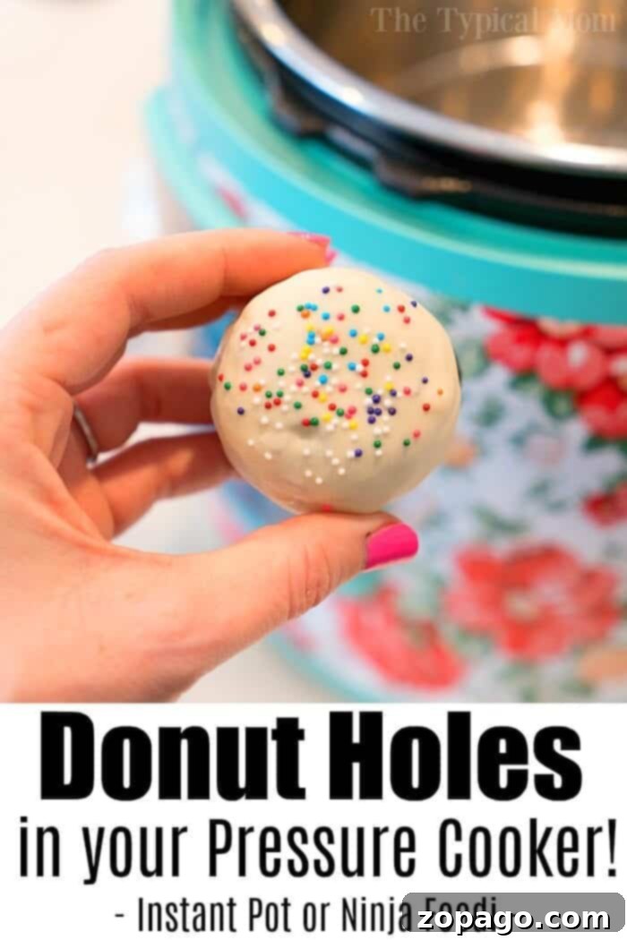 Pressure Cooker Donuts: Easy 3-Ingredient Recipe for Instant Pot & Ninja Foodi Delicious pressure cooker donuts, perfectly topped with melted chocolate and sprinkles, ready for breakfast or dessert in an Instant Pot or Ninja Foodi.