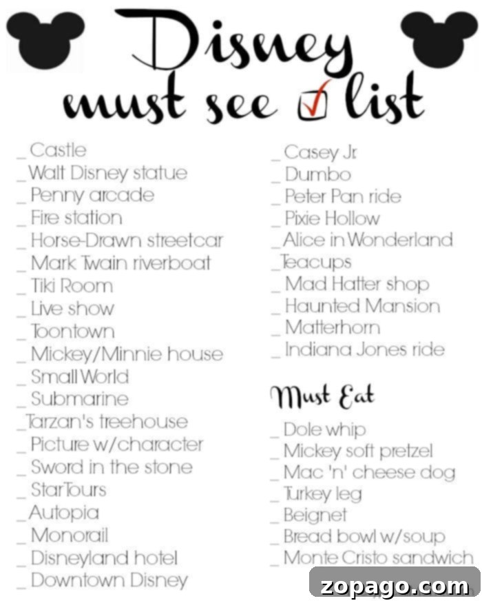 Every Disney Original Movie 3 A charming Disneyland checklist printable, featuring various attractions and experiences, perfect for planning and ensuring you don't miss any magical moments during your visit.