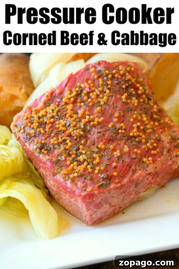 Ninja Foodi corned beef and cabbage is perfect for St Patricks Day or year round. Tender corned beef brisket in a little over an hour is here! #ninjafoodirecipes #ninjafoodicornedbeef #cornedbeefandcabbage #brisket #cornedbeef #thetypicalmom easy corned beef and cabbage recipe