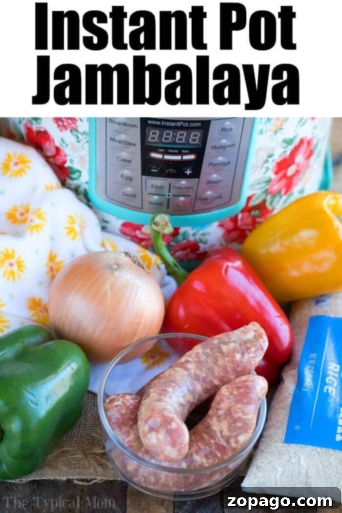 Fresh Ingredients for Easy Jambalaya: Sausage, Peppers, Onion A close-up shot of uncooked sausage links, diced bell peppers, and onion, ready to be prepared for a pressure cooker jambalaya recipe.