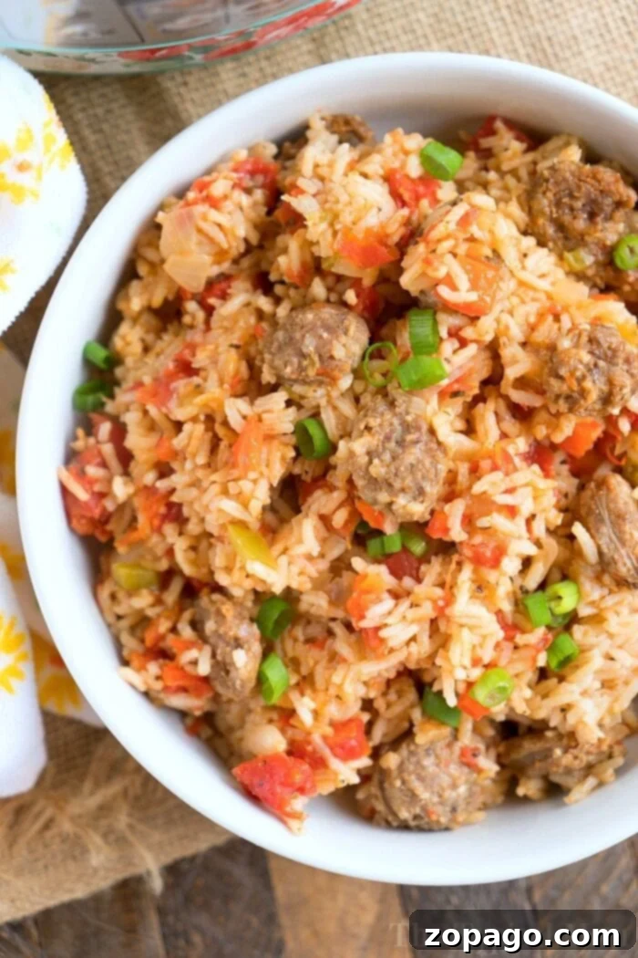 Flavorful Pressure Cooker Jambalaya Close-up Another view of a delicious Pressure Cooker Jambalaya dish, highlighting the rich texture and vibrant colors of the sausage, rice, and vegetables.