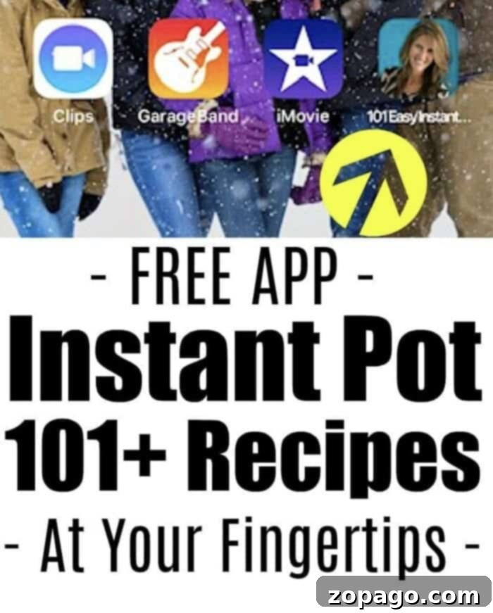 Kid-Friendly Instant Pot Meals 3 Instant Pot Recipes App - A smartphone screen showing an icon for Instant Pot recipes, illustrating how to save the page.