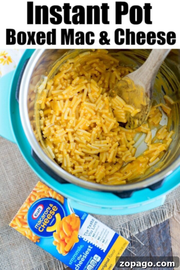 Kid-Friendly Instant Pot Meals 4 Boxed Mac and Cheese Instant Pot - A vibrant image of Kraft Mac & Cheese made in an Instant Pot, a popular kid-friendly meal.